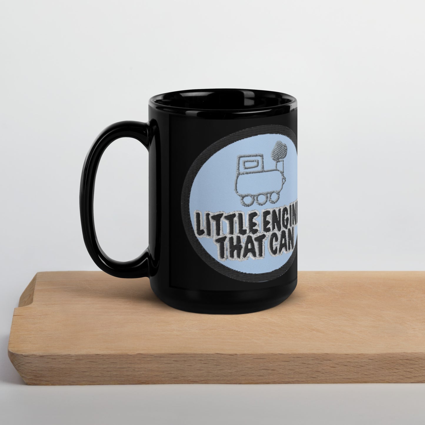 Little Engine Black Glossy Mug