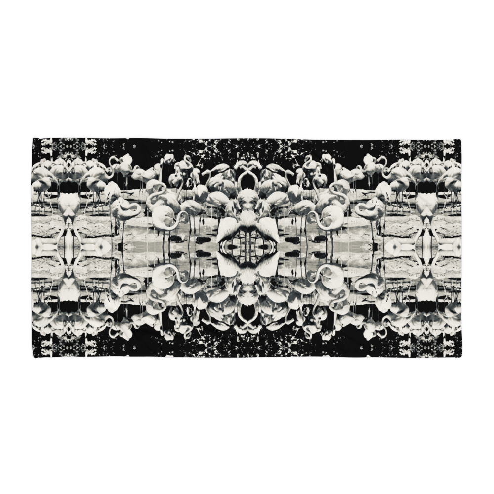 B&W Flamingo Beach Towel
