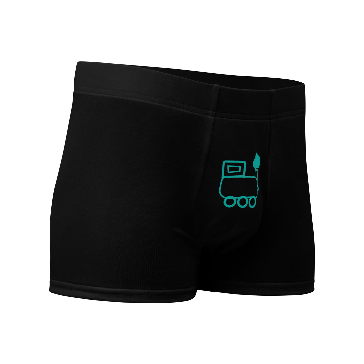 Little Engine That... Black & Teal Boxer Briefs