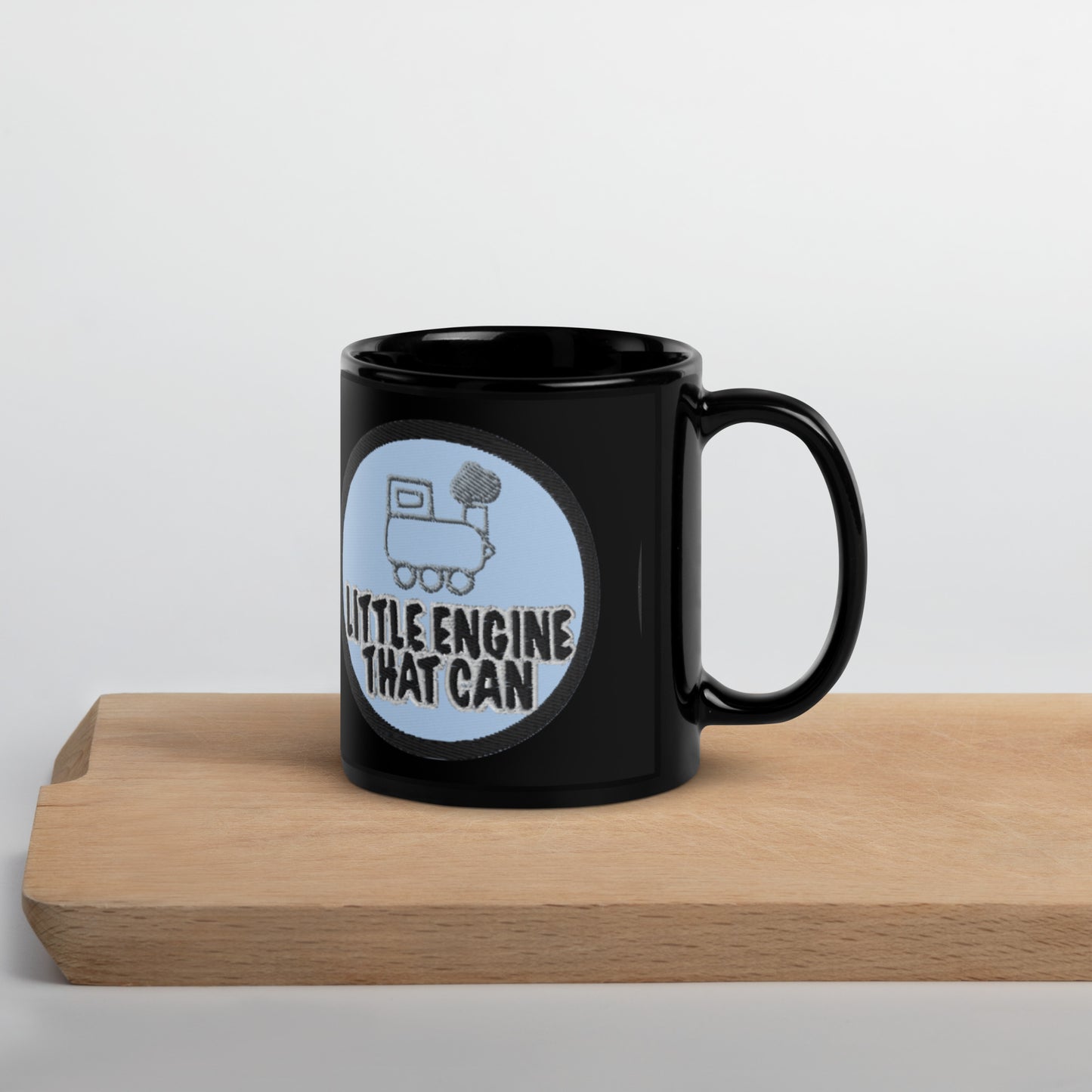 Little Engine Black Glossy Mug