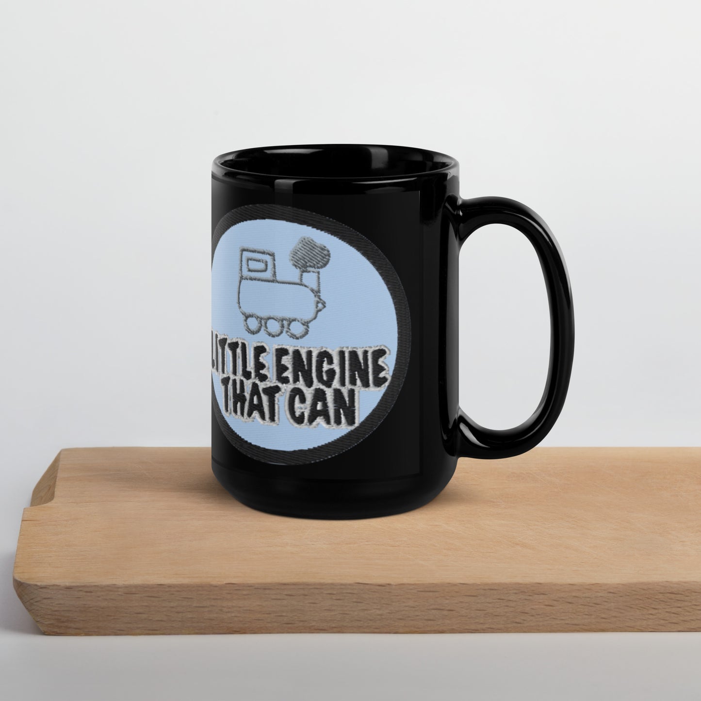 Little Engine Black Glossy Mug